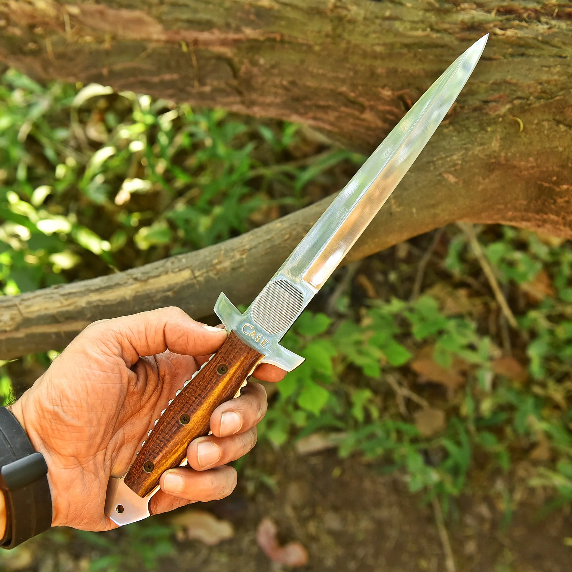 Handmade Carbon Steel Double Edge Blade Dagger Knife Full Tang Micarta Handle - Image 4