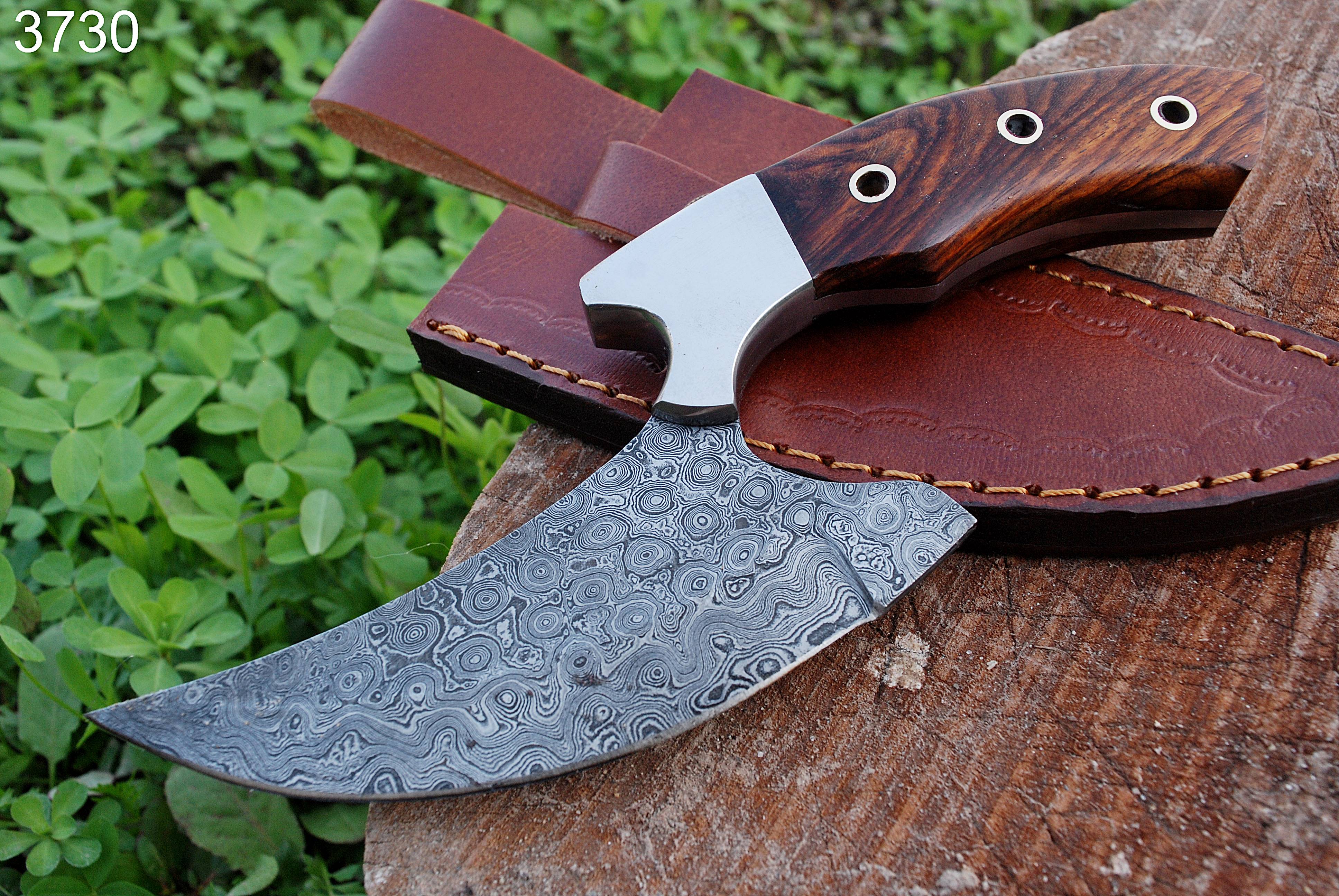 Handmade Damascus Alaska Ulu Knife Ideal Pizza Cutter Skinner Wood Handle x-195 - Image 4