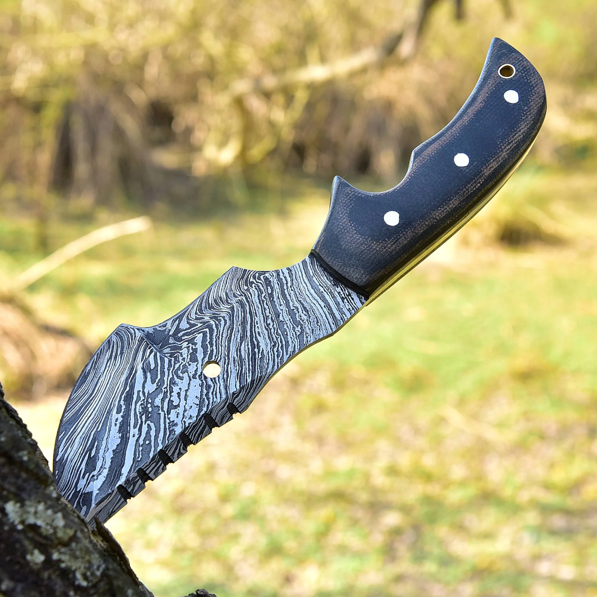 Handmade Damascus Hunting Knife - G10 Micarta Handle x-110 - Image 4