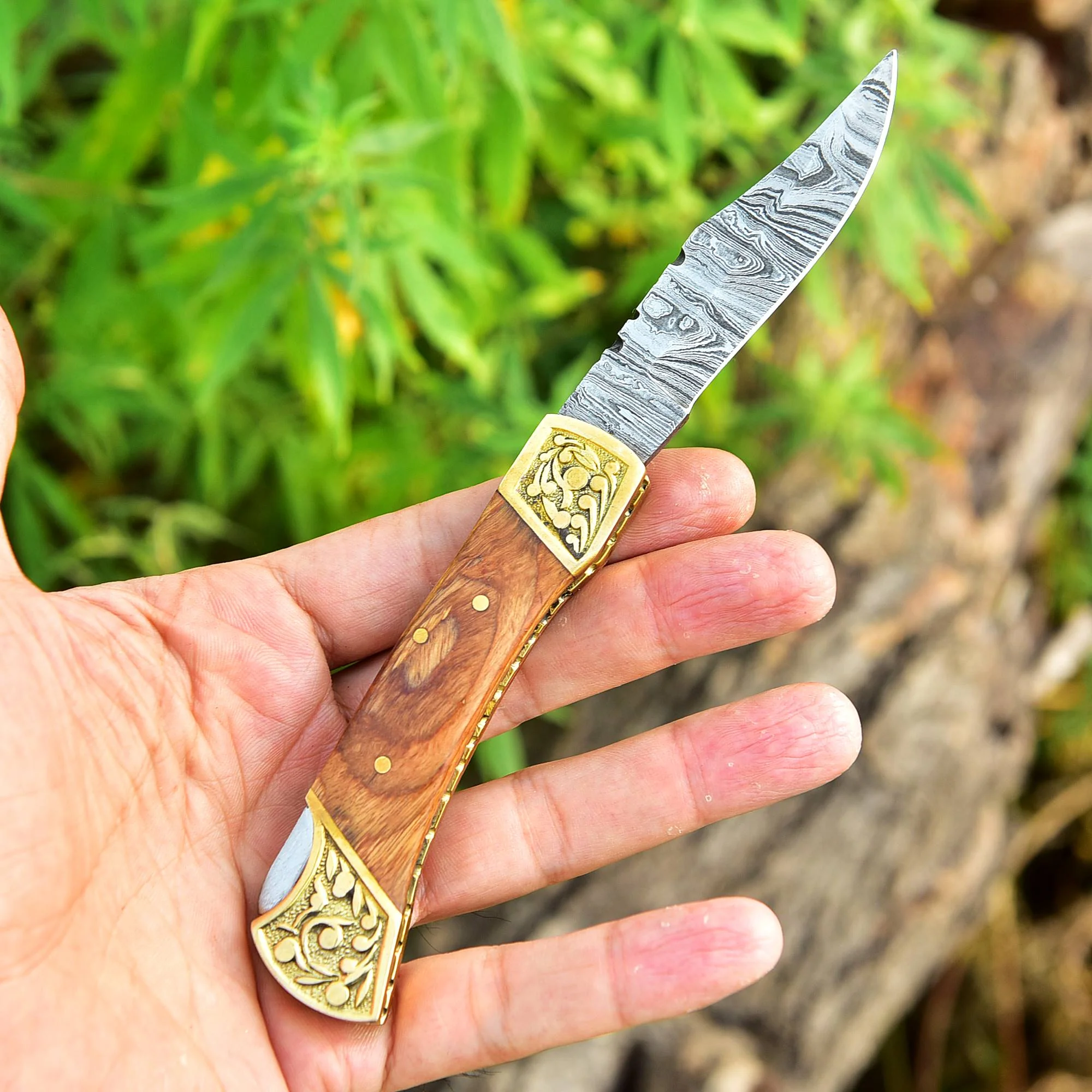 Handmade Damascus Pocket Knife Folding Blade Knives-LockBack Buck - Image 3