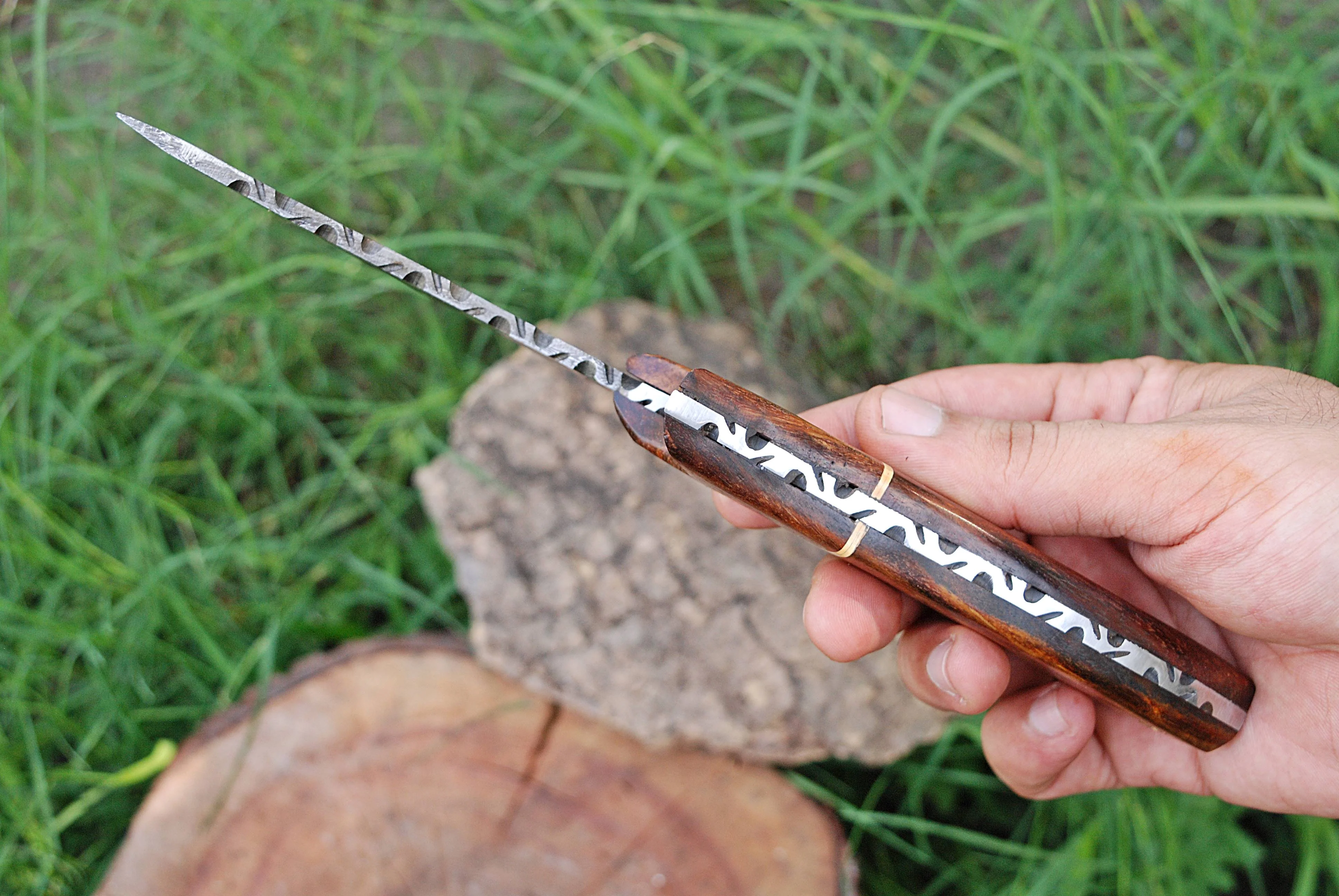 Handmade Damascus Steel Chef Ulu Knife Pizza Cutter Alaskan Knives with Sheath x-146 - Image 4