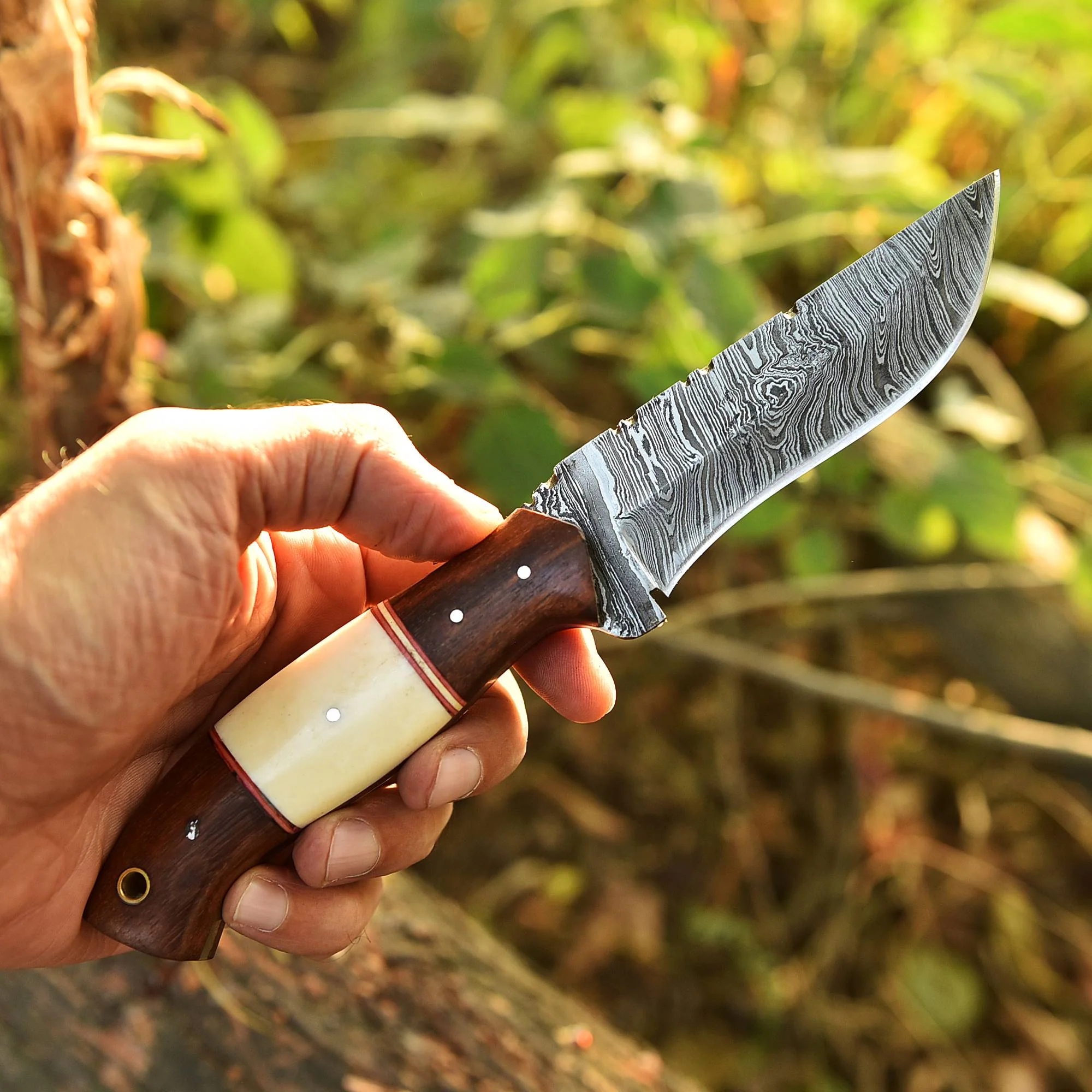 Handmade Damascus Steel Fixed Blade Bushcraft  Skinner Knife With Sheath - Image 8