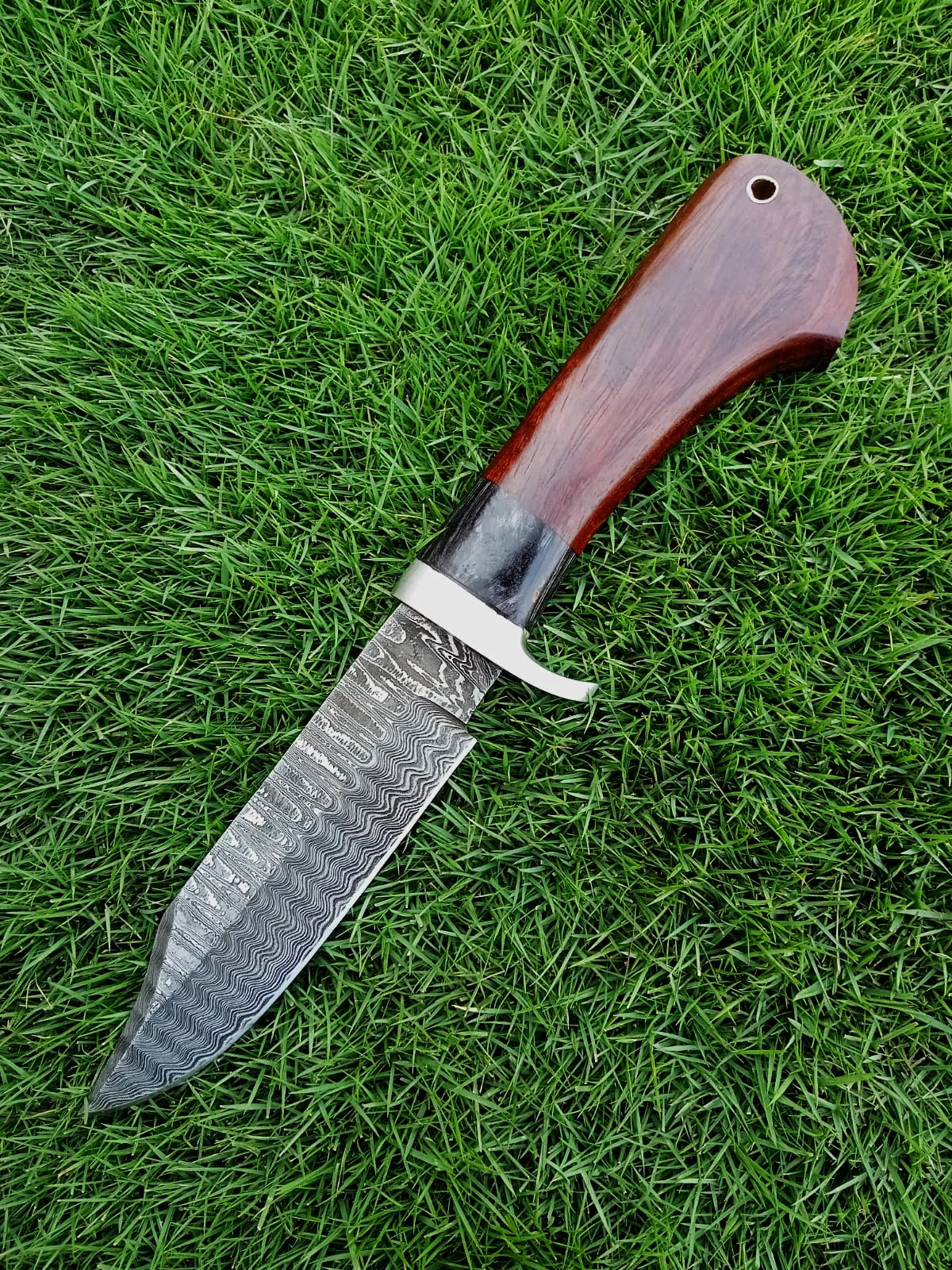 Handmade Damascus Steel Skinner Fixed Blade Knife EDC Wood Handle - Image 6