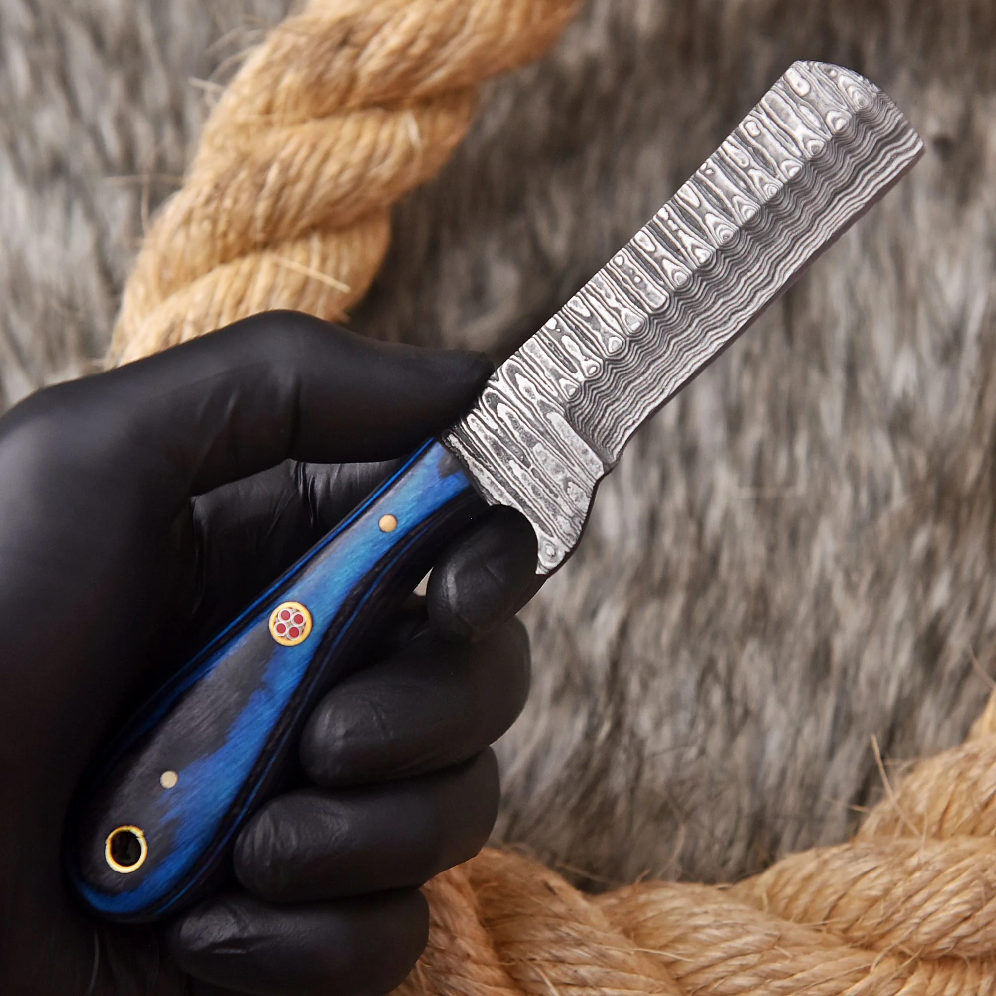 Handmade Damascus Steel Skinning Tactical Camping Knife Wood Handle EDC - Image 3