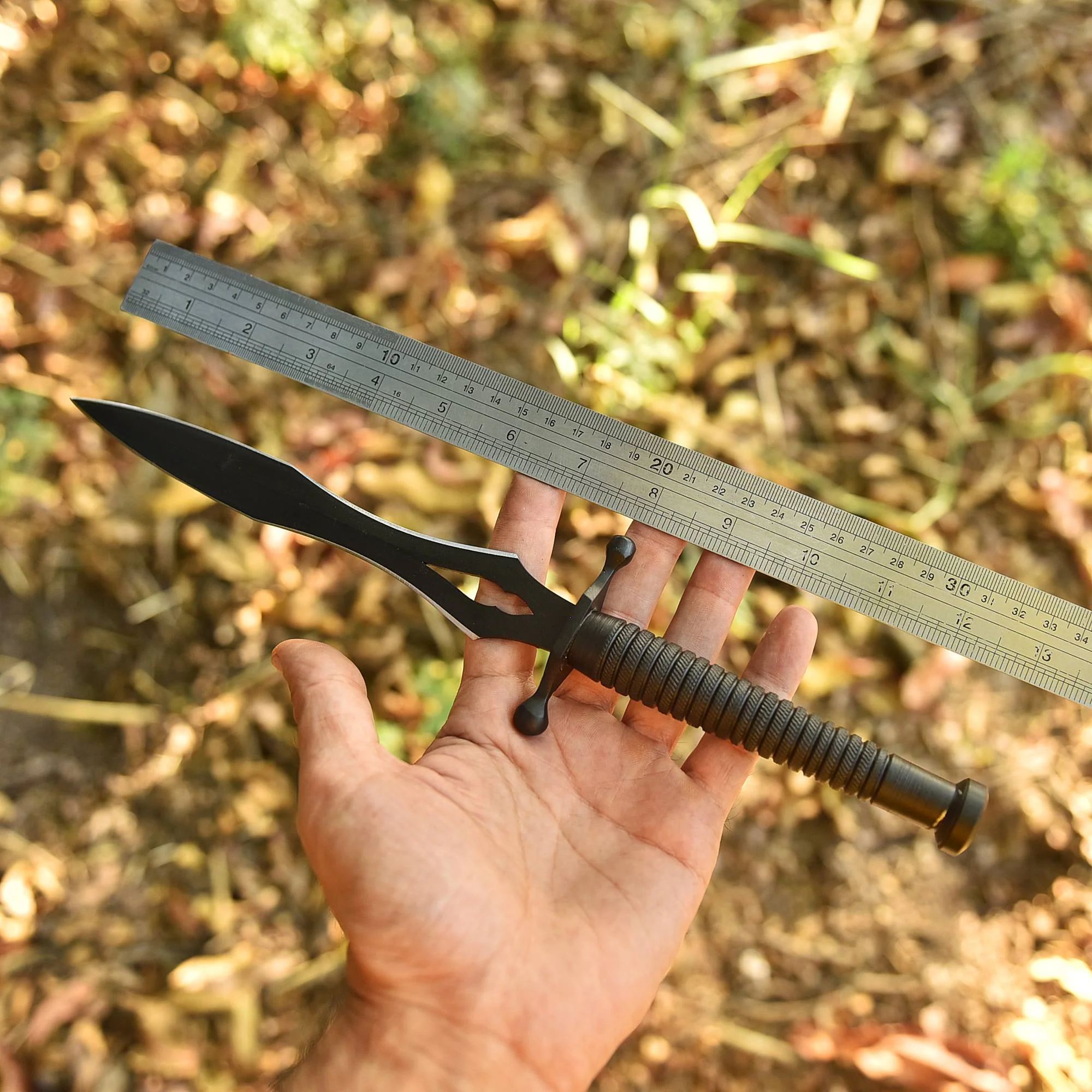 Handmade Double Edge Hunting Camping Full Tang Dagger Knife Steel Handle - Image 4