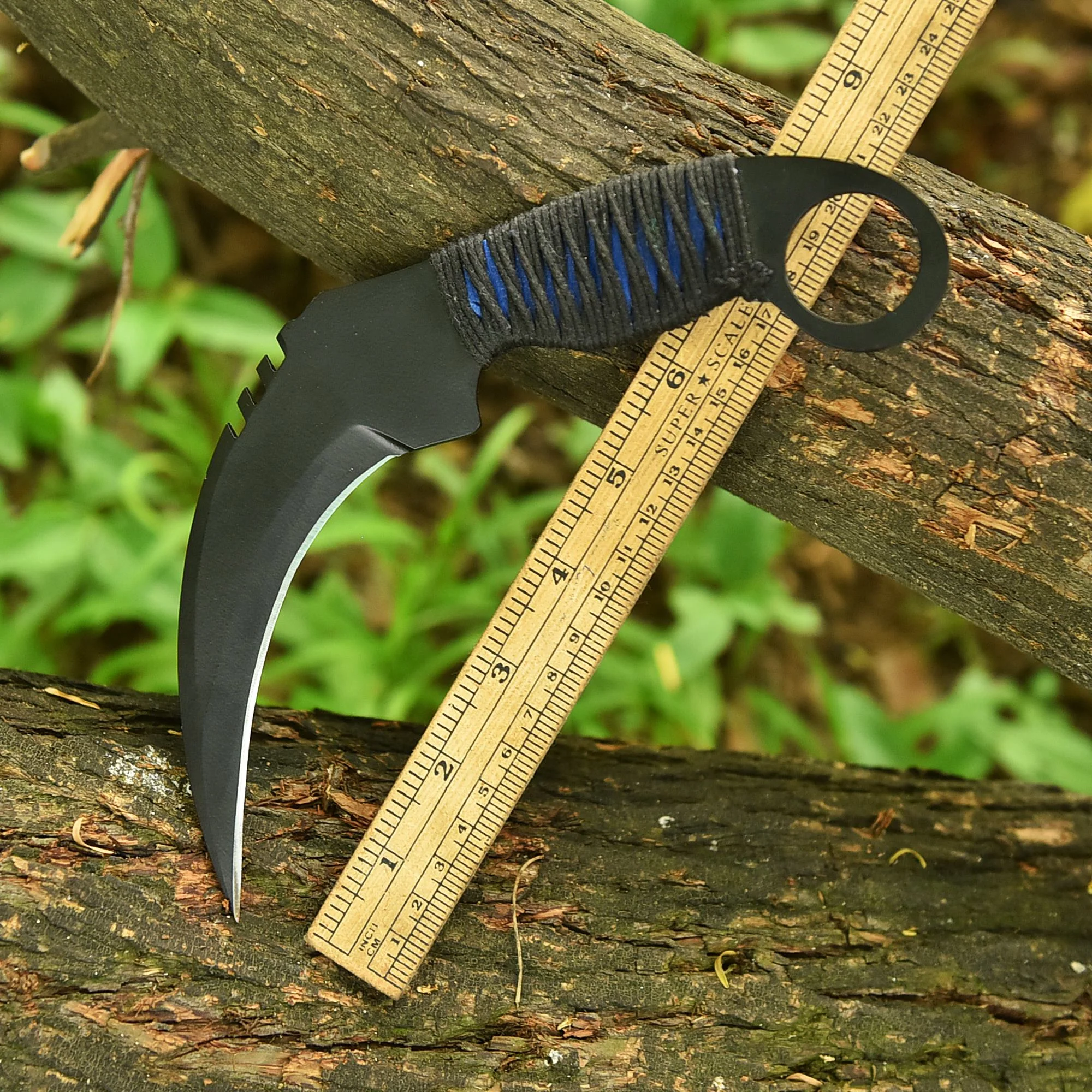 Handmade Elite Carbon Steel Curved Blade Karambit Knife Ring Handle EDC - Image 4