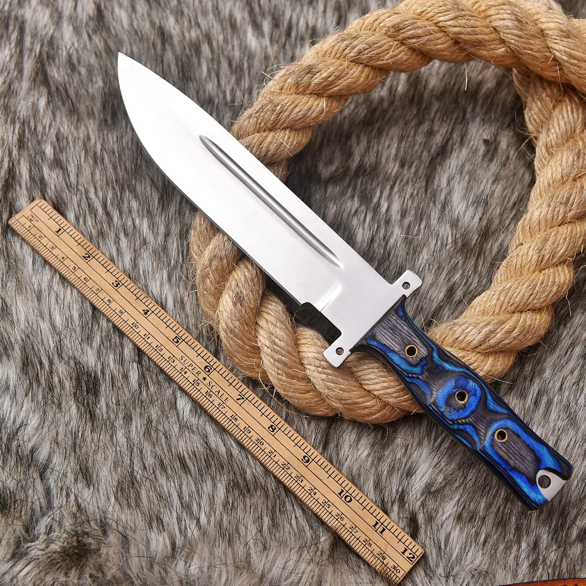 Handmade Fix Blade Hunting Knife Stainless Steel Wood Handle With Sheath - Image 4