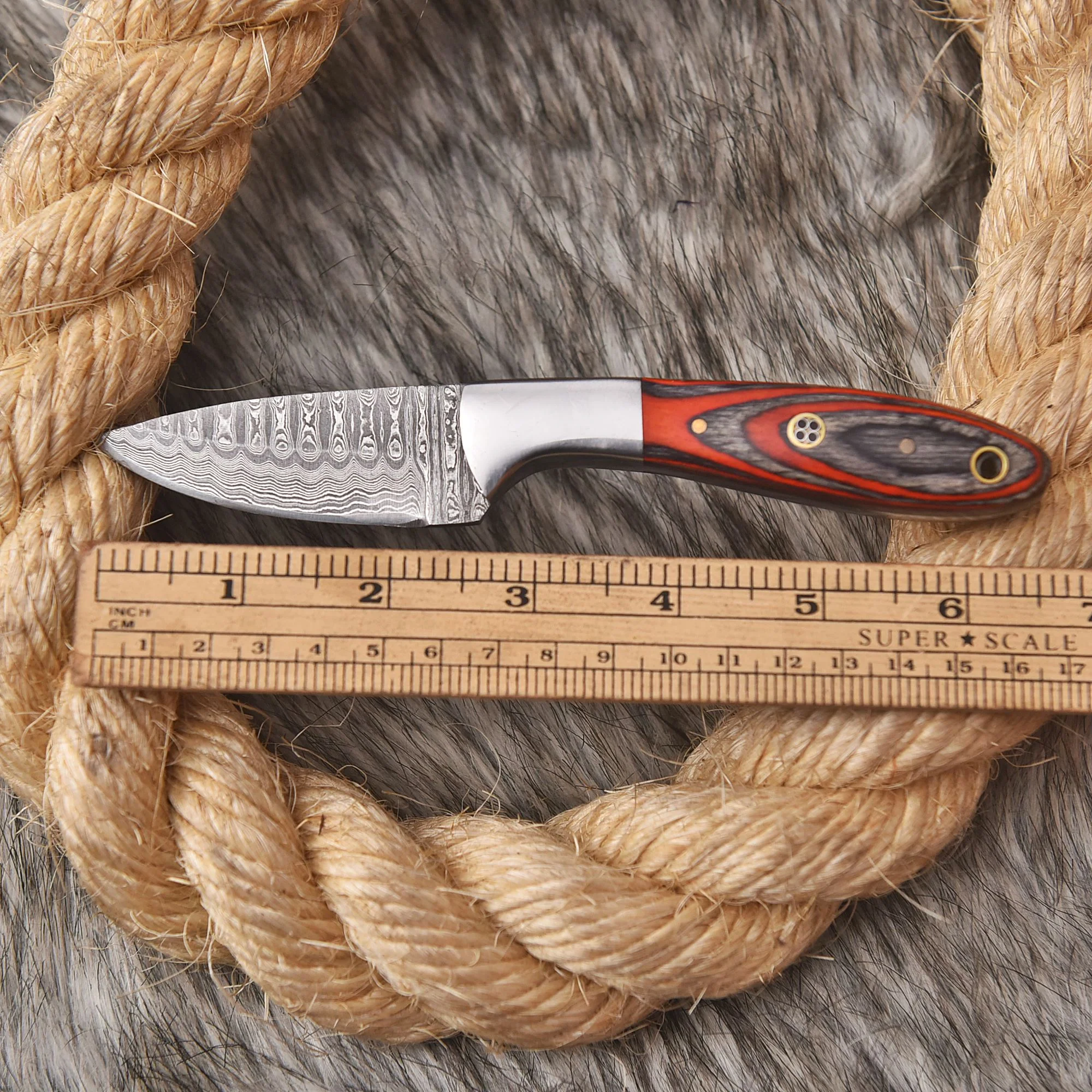 Handmade Forged Damascus Steel Full Tang Skinner Knife With Sheath - Image 4
