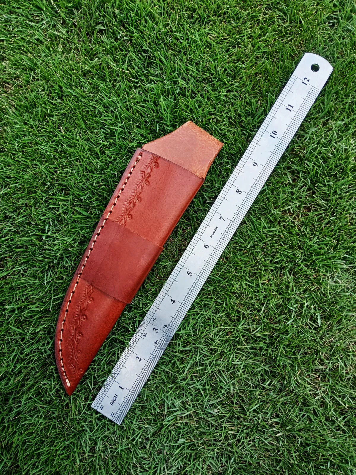 Handmade Full Grain Leather Knife Fixed Blade Outdoor Camping Sheath - Image 2