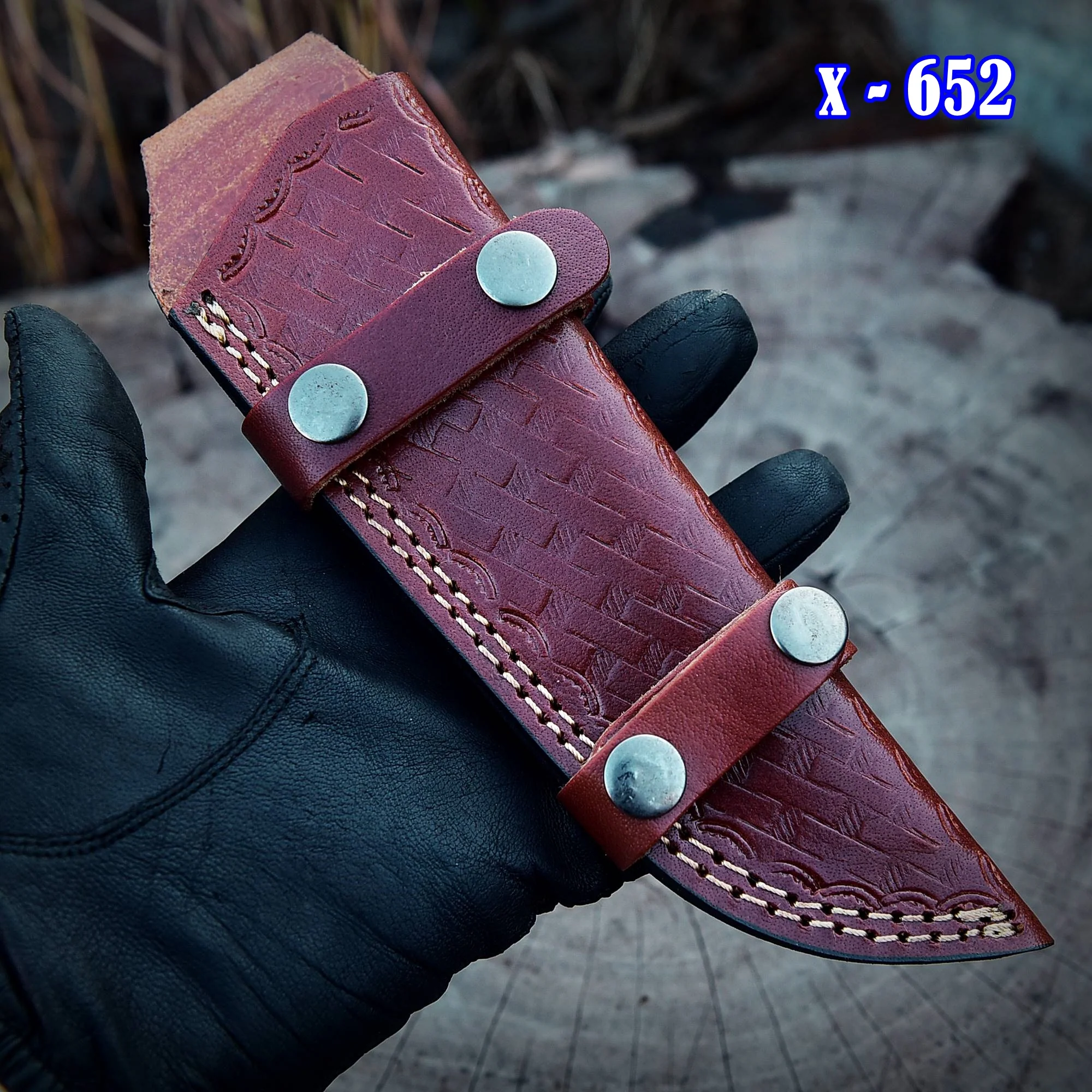 Handmade Genuine Leather Tracker Knife Fixed Blade Knife Sheath - Image 10