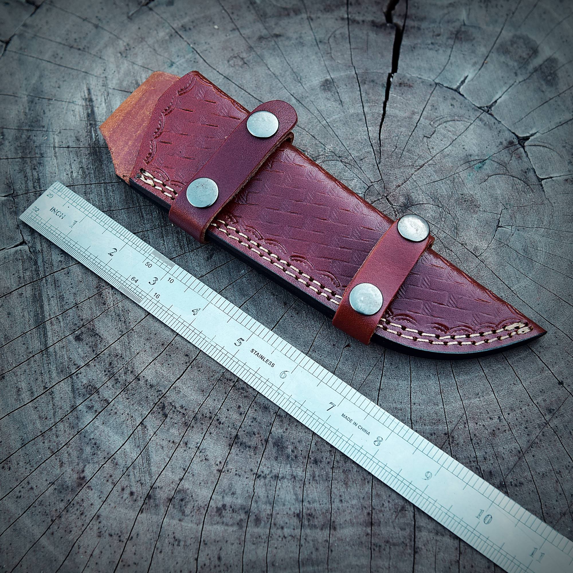 Handmade Genuine Leather Tracker Knife Fixed Blade Knife Sheath - Image 11