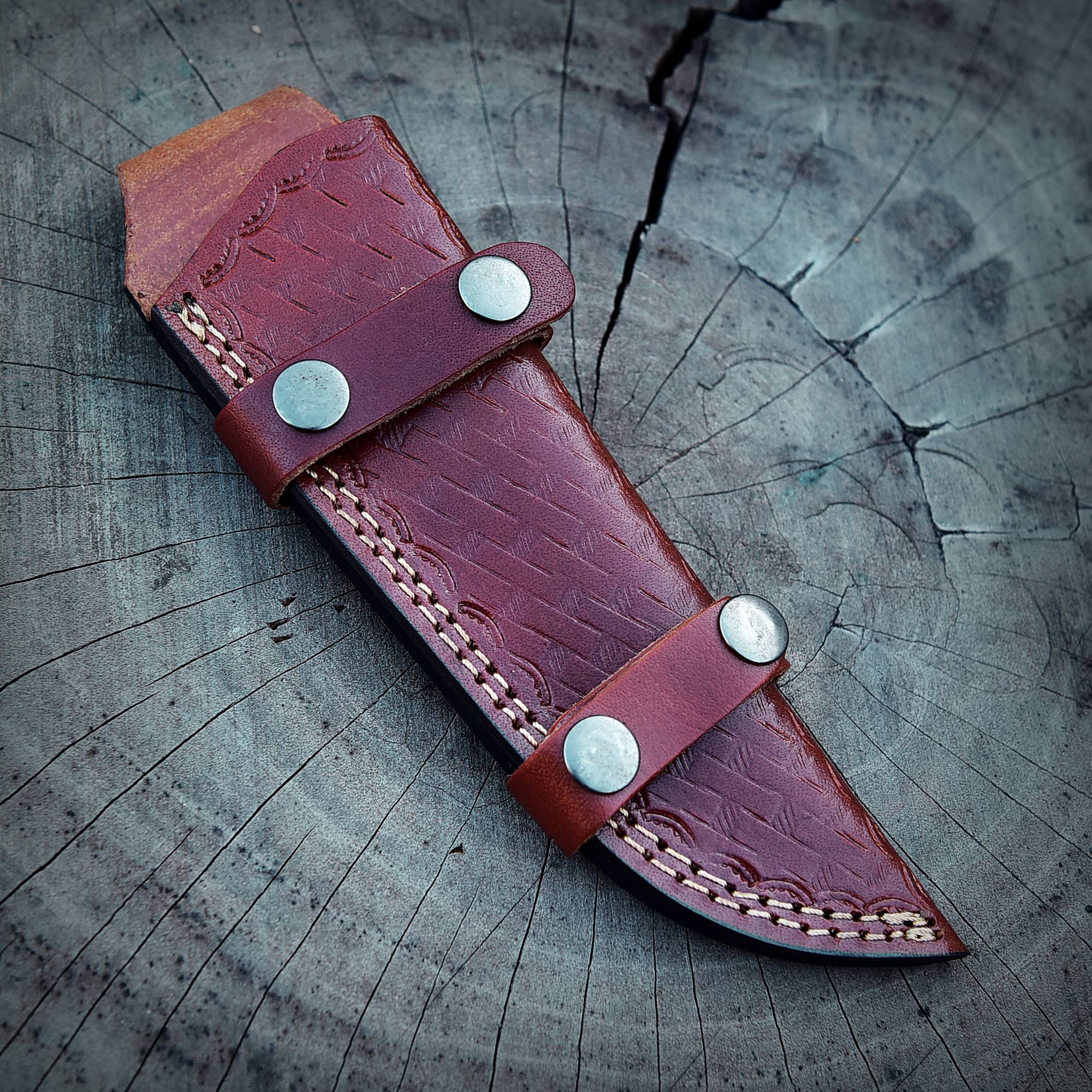 Handmade Genuine Leather Tracker Knife Fixed Blade Knife Sheath - Image 7
