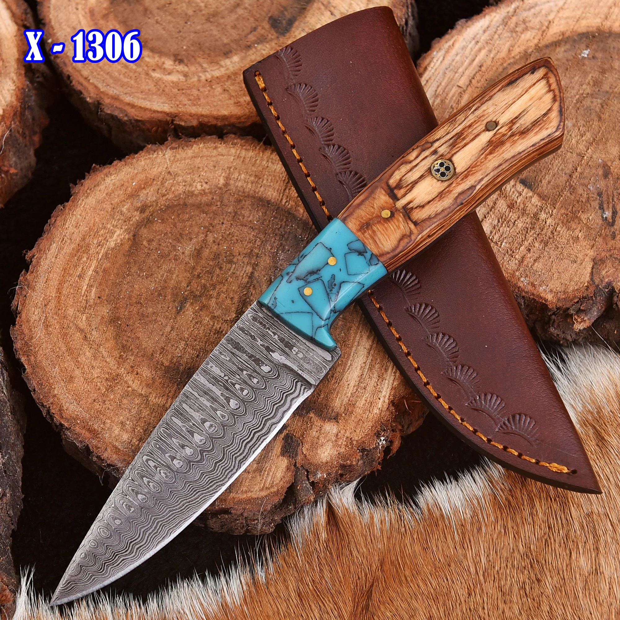 Handmade Hunting Bushcraft Knife Forged Damascus Steel Survival EDC - Image 2