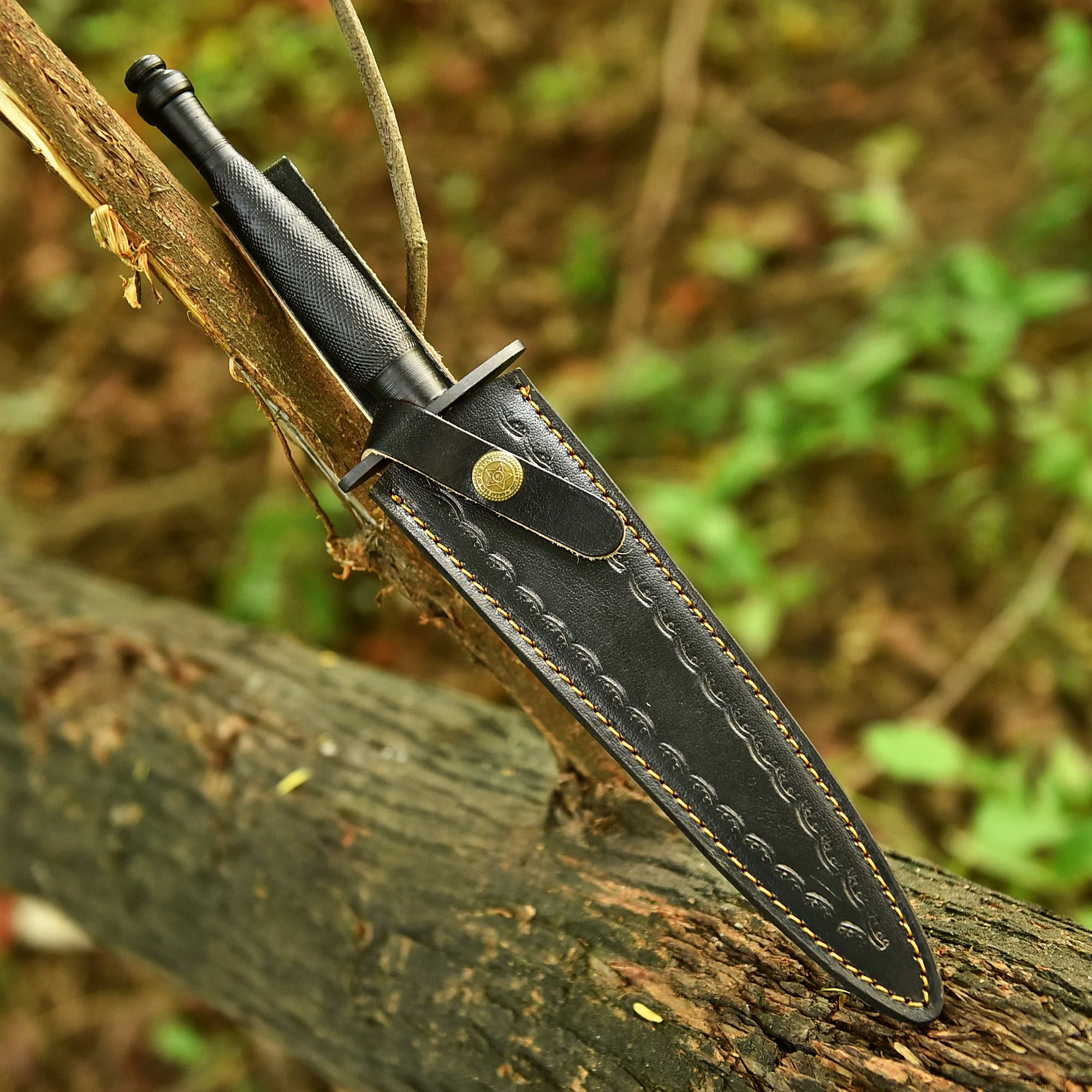 Handmade Tactical Carbon Steel Double Edge Dagger Knife Silver Handle - Image 5