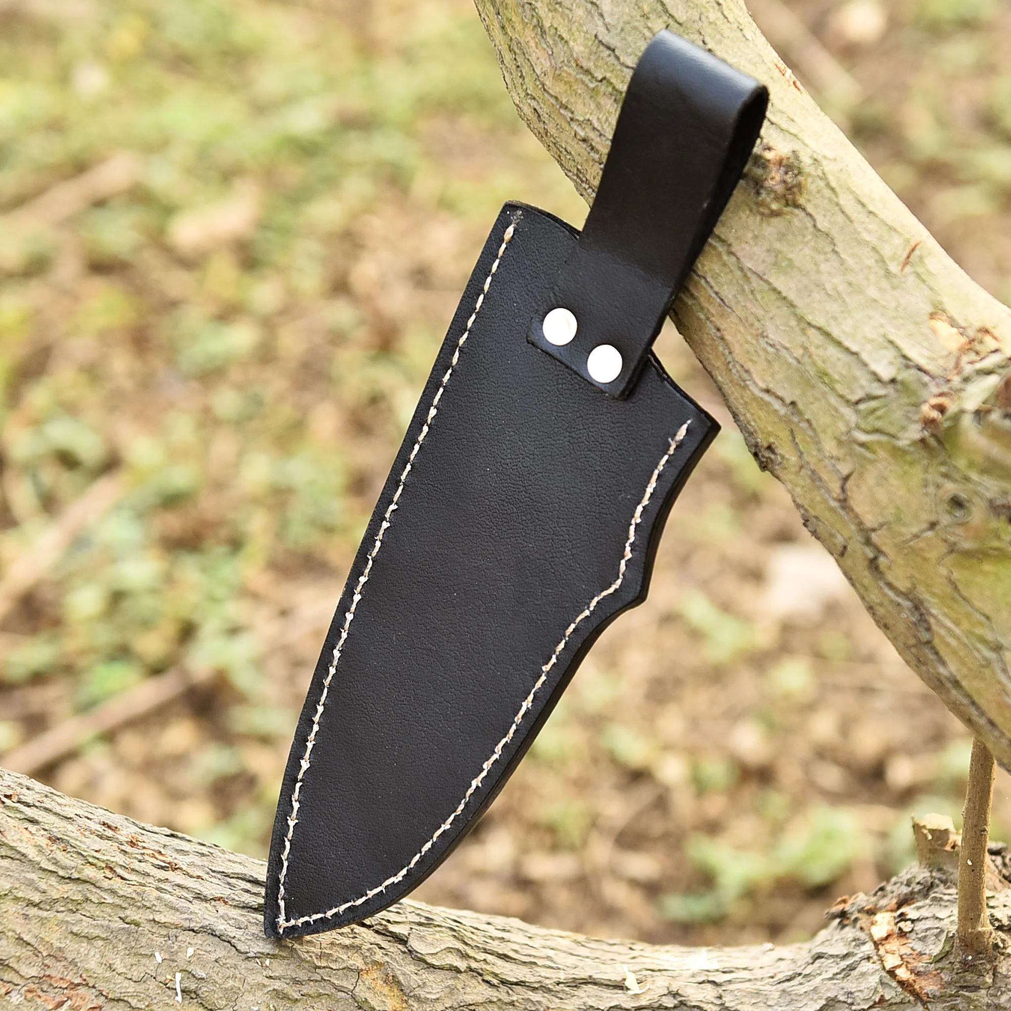 Handmade Top Grain Leather Deer Engraved Fixed Blade Knife Sheath - Image 3