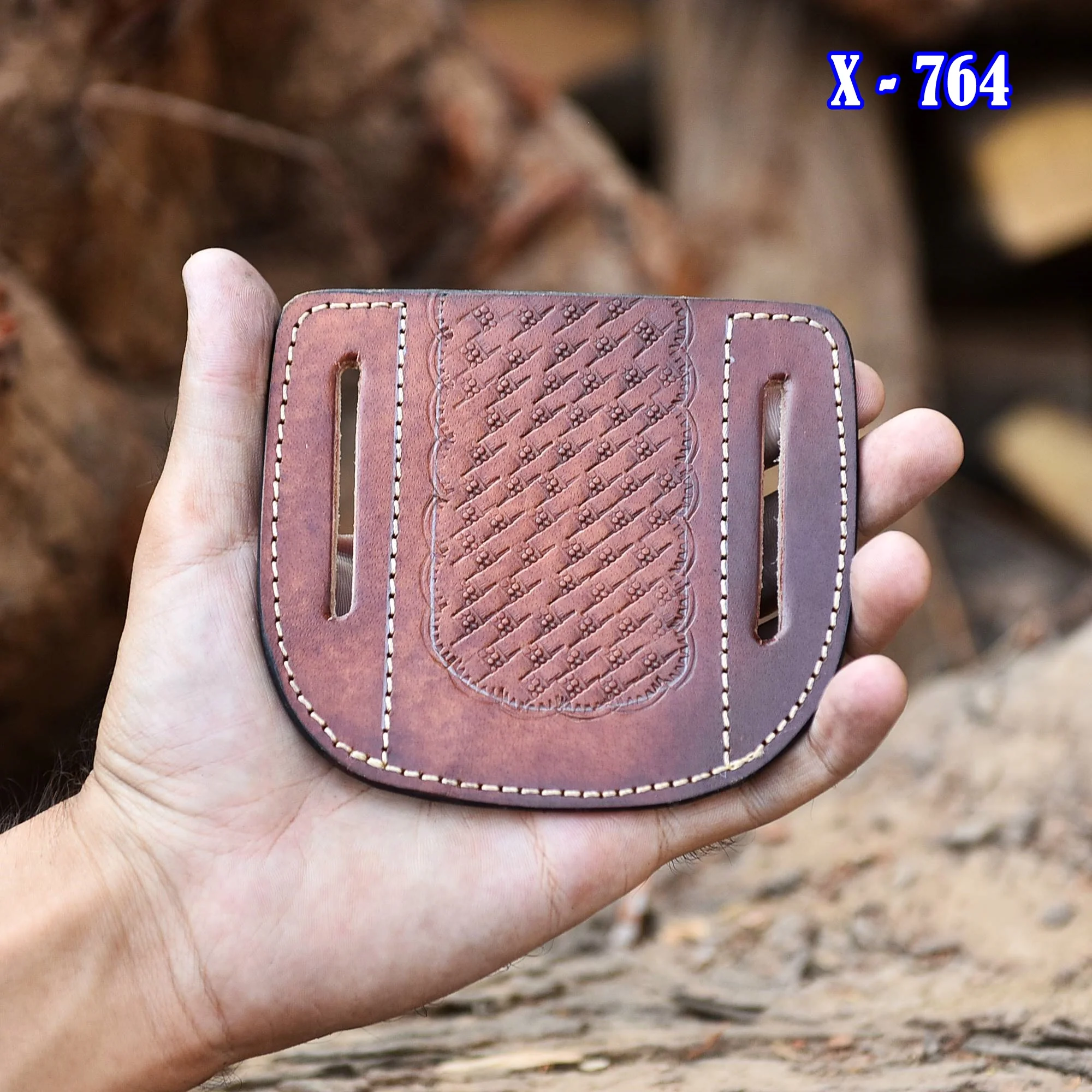Heavy Duty EDC Handmade Top Grain Leather Folding Knife Sheath - Image 4