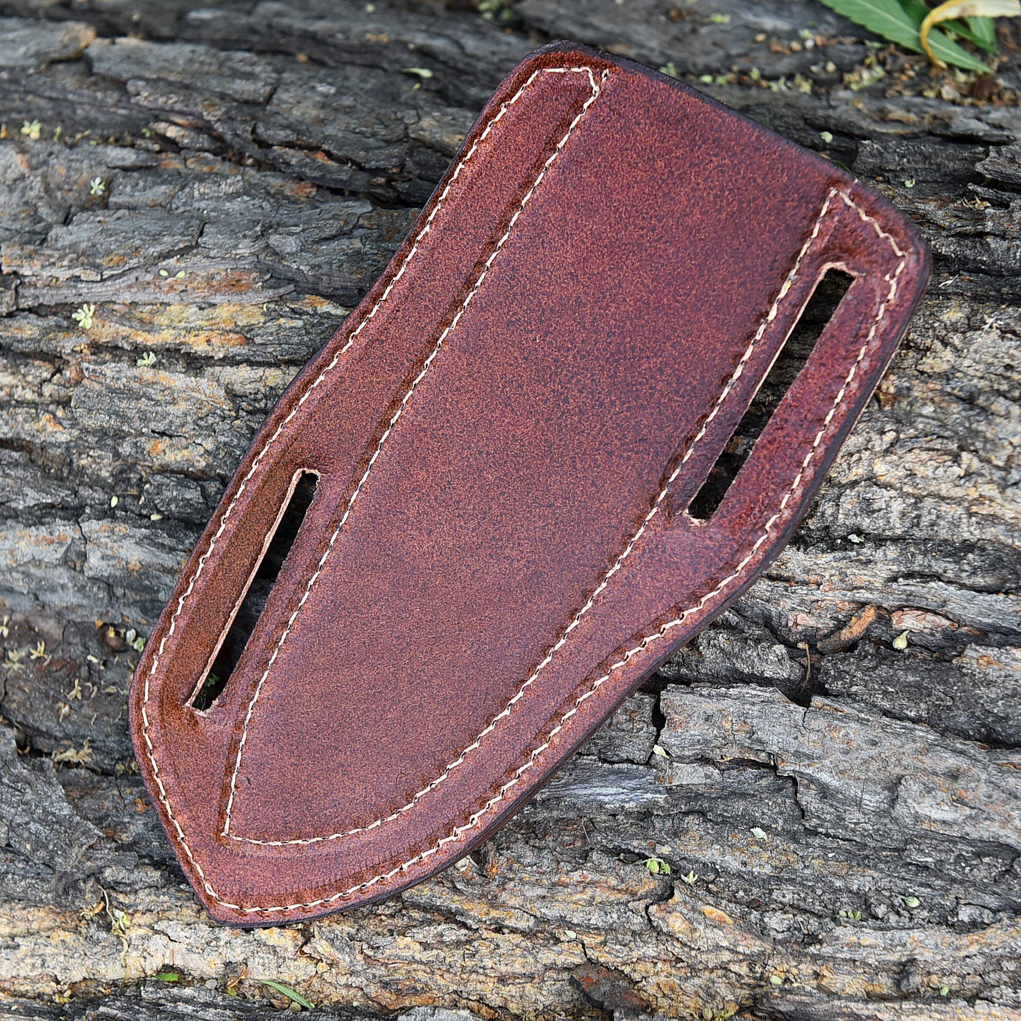 Premium Brown Leather Pancake Sheath: Secure and Stylish Belt Holder for Fixed Blade and Folding Knives - Image 3