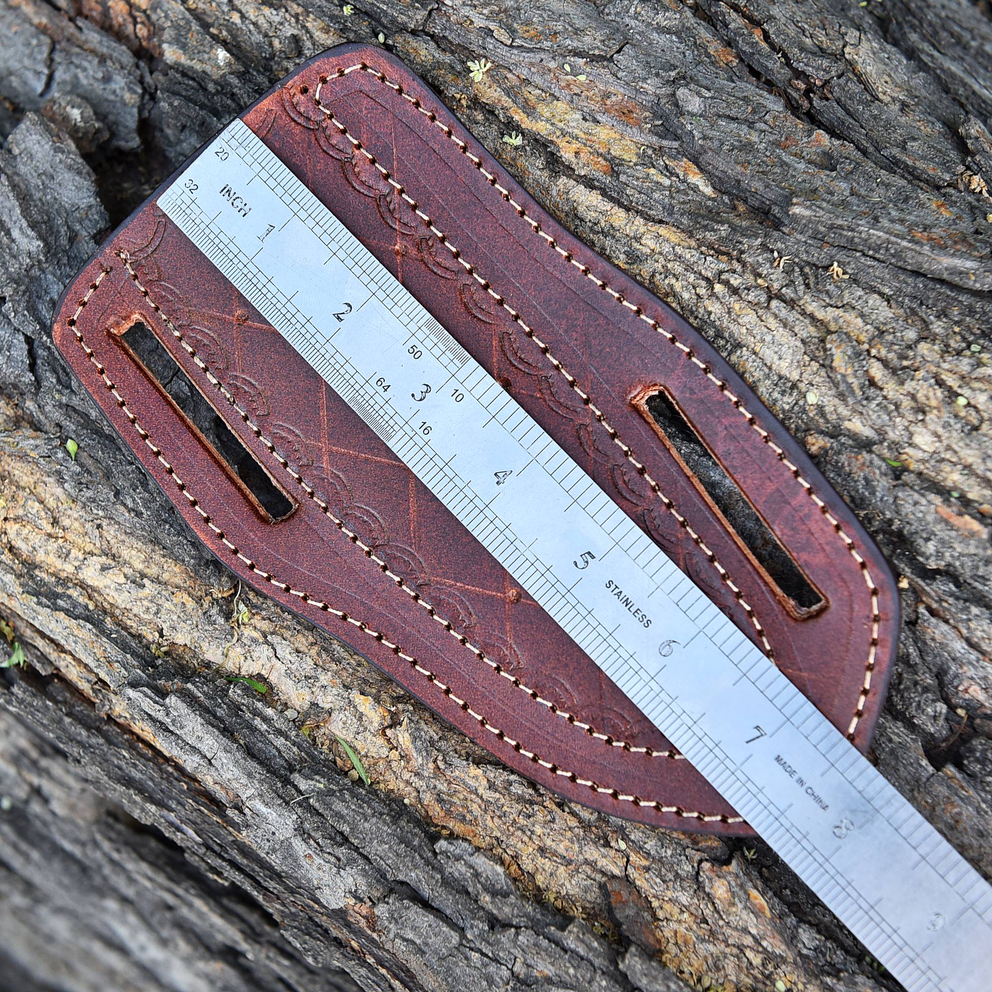 Premium Brown Leather Pancake Sheath: Secure and Stylish Belt Holder for Fixed Blade and Folding Knives - Image 5