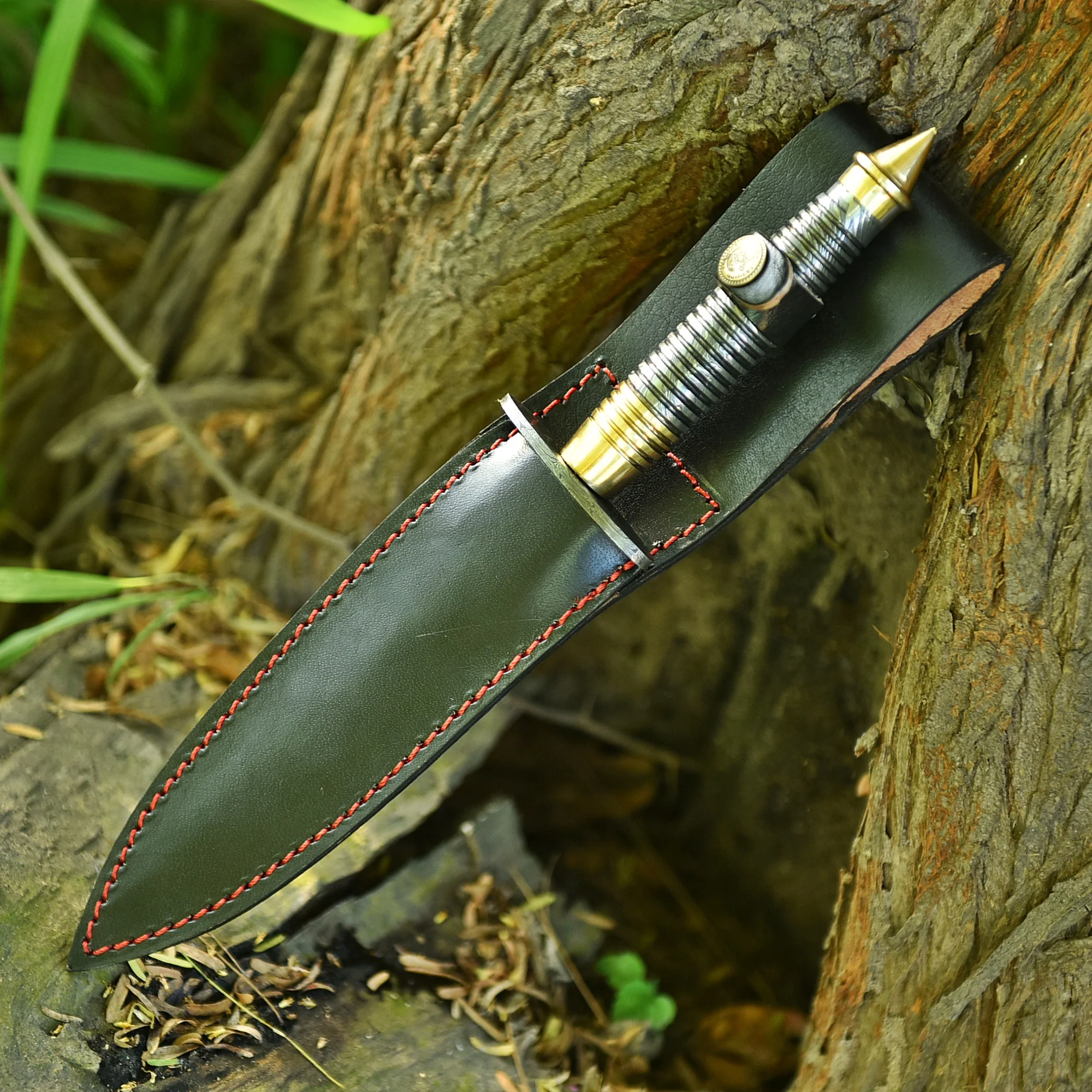 Professional Handmade Damascus Steel Double Edge Dagger Knife EDC - Image 5