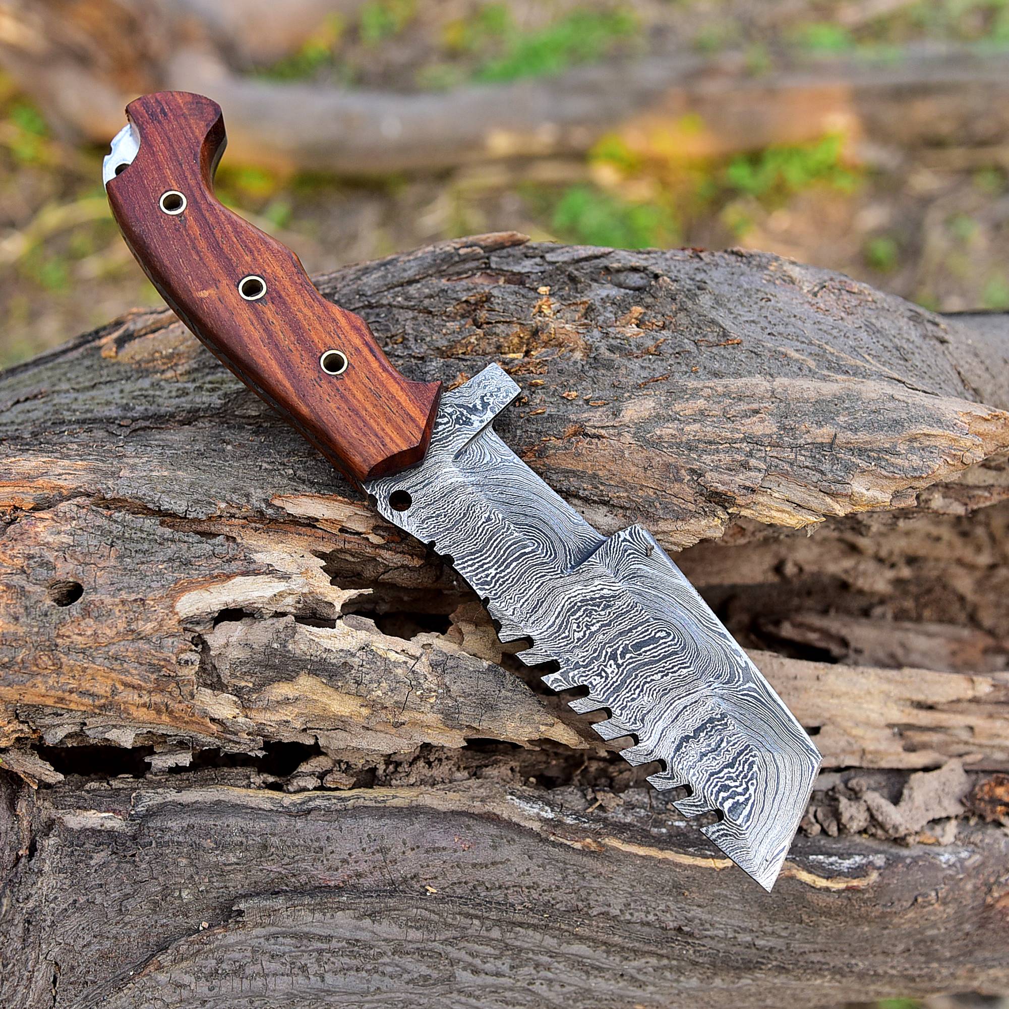 Tom Tracker Knife Forged Damascus Fixed Blade Hunting Skinning Knife Bull Cutter with Vertical Sheath - Image 8