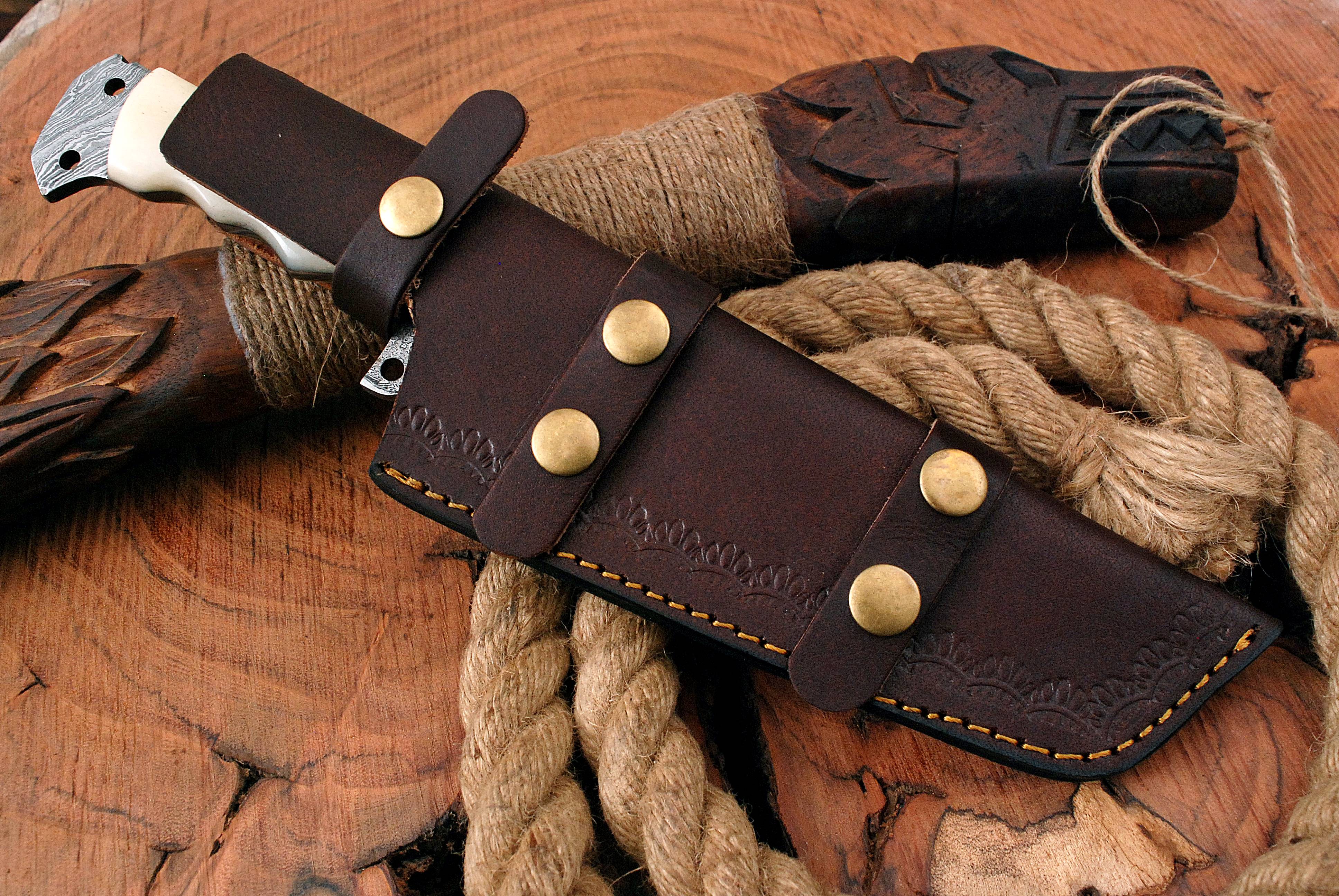 Tracker Knife - Hand Forged Damascus Steel Hunting Tracker Bone Handle - Image 6