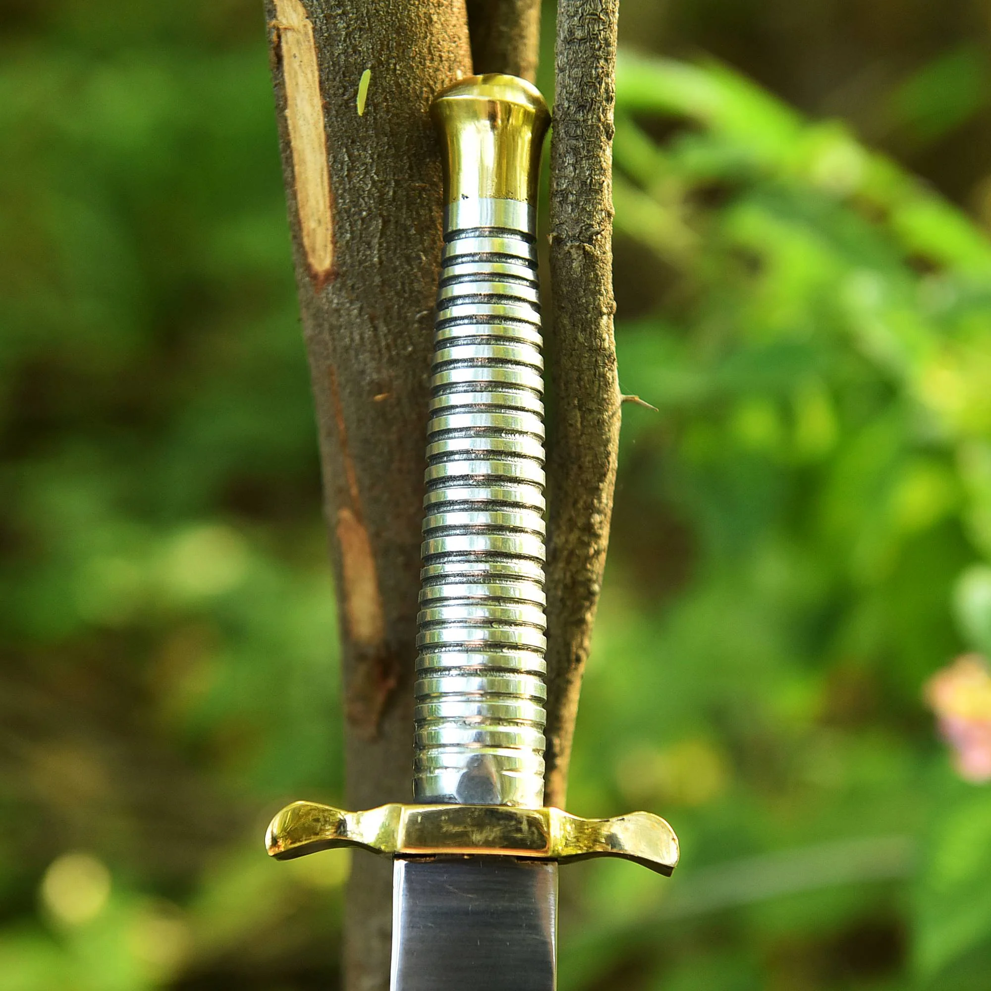 V42 Double-Edged Dagger US Special Forces WWII Fixed Knife - Brass Guard - Image 4