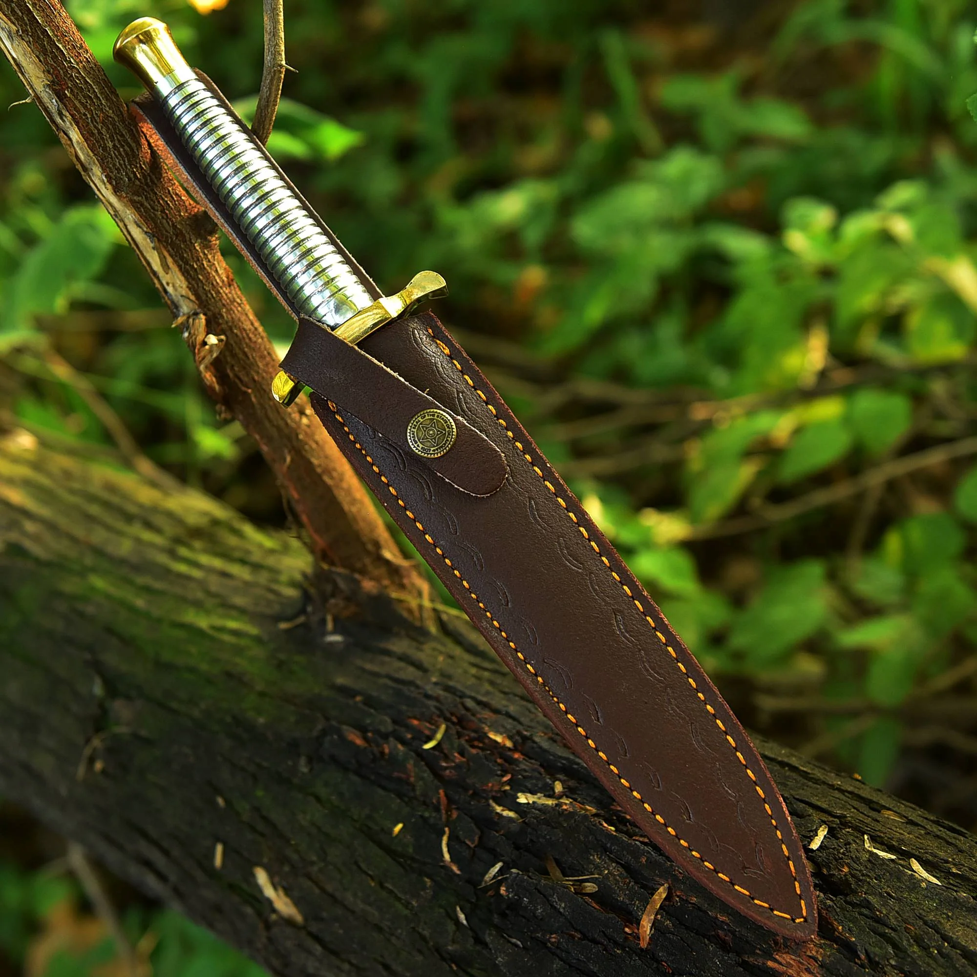 V42 Double-Edged Dagger US Special Forces WWII Fixed Knife - Brass Guard - Image 5