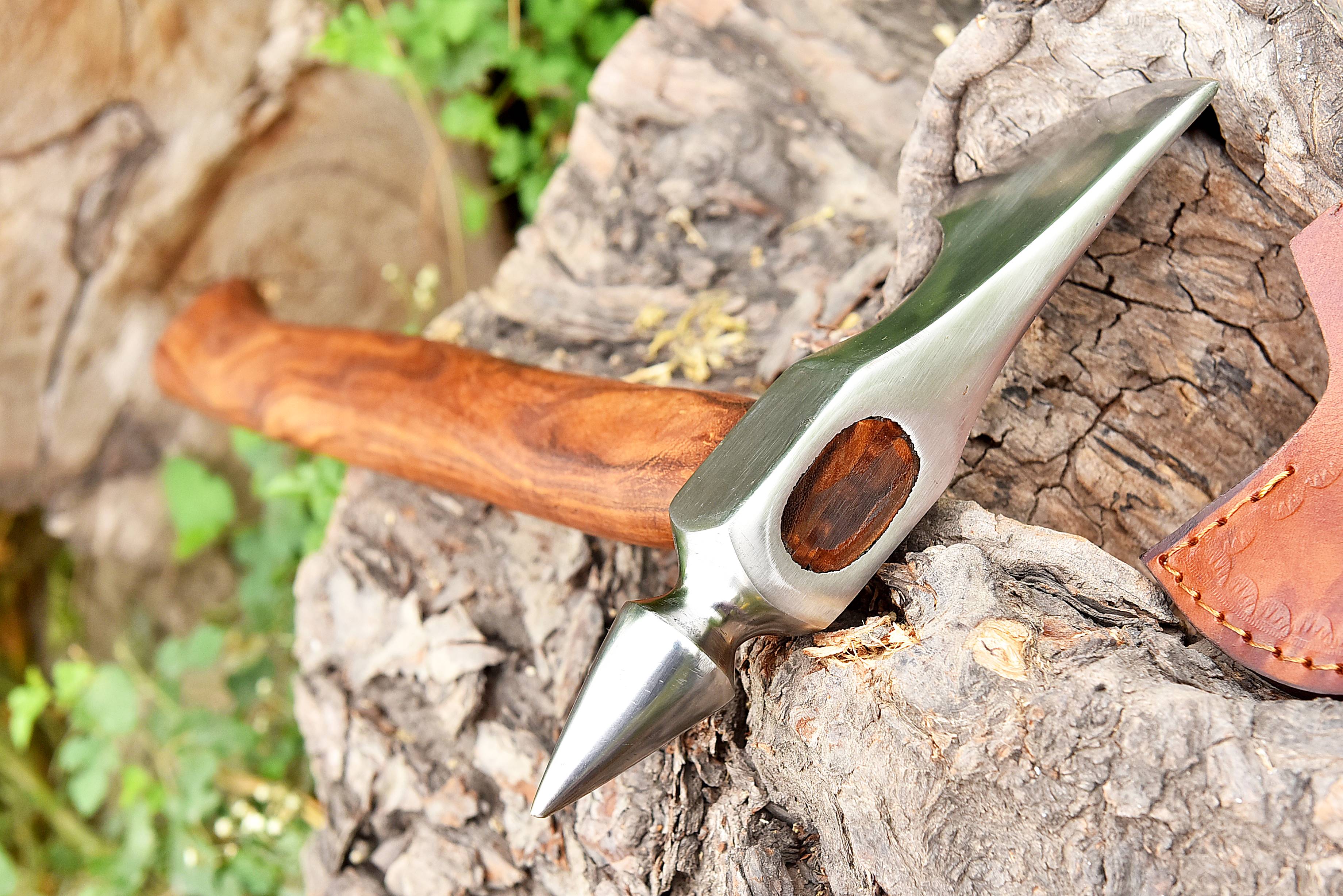 Vikings Spike Head Axe Forged Carbon Steel Axe with Rose Wood Shaft - Viking Axe x-178 - Image 5